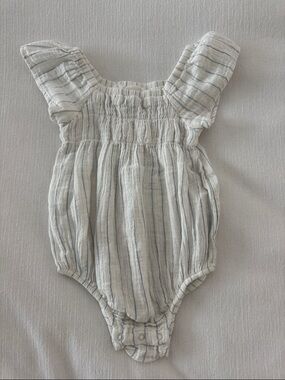 cloud island White Romper with Light Blue Cloud Graphic